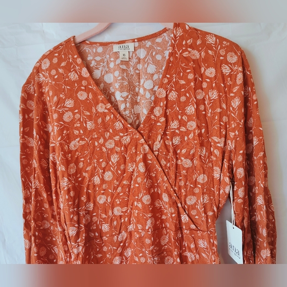 Fall Vibes Etched Floral Bombay Dress Size XS Long Elastic Sleeve, Elastic Waist - Picture 5 of 10